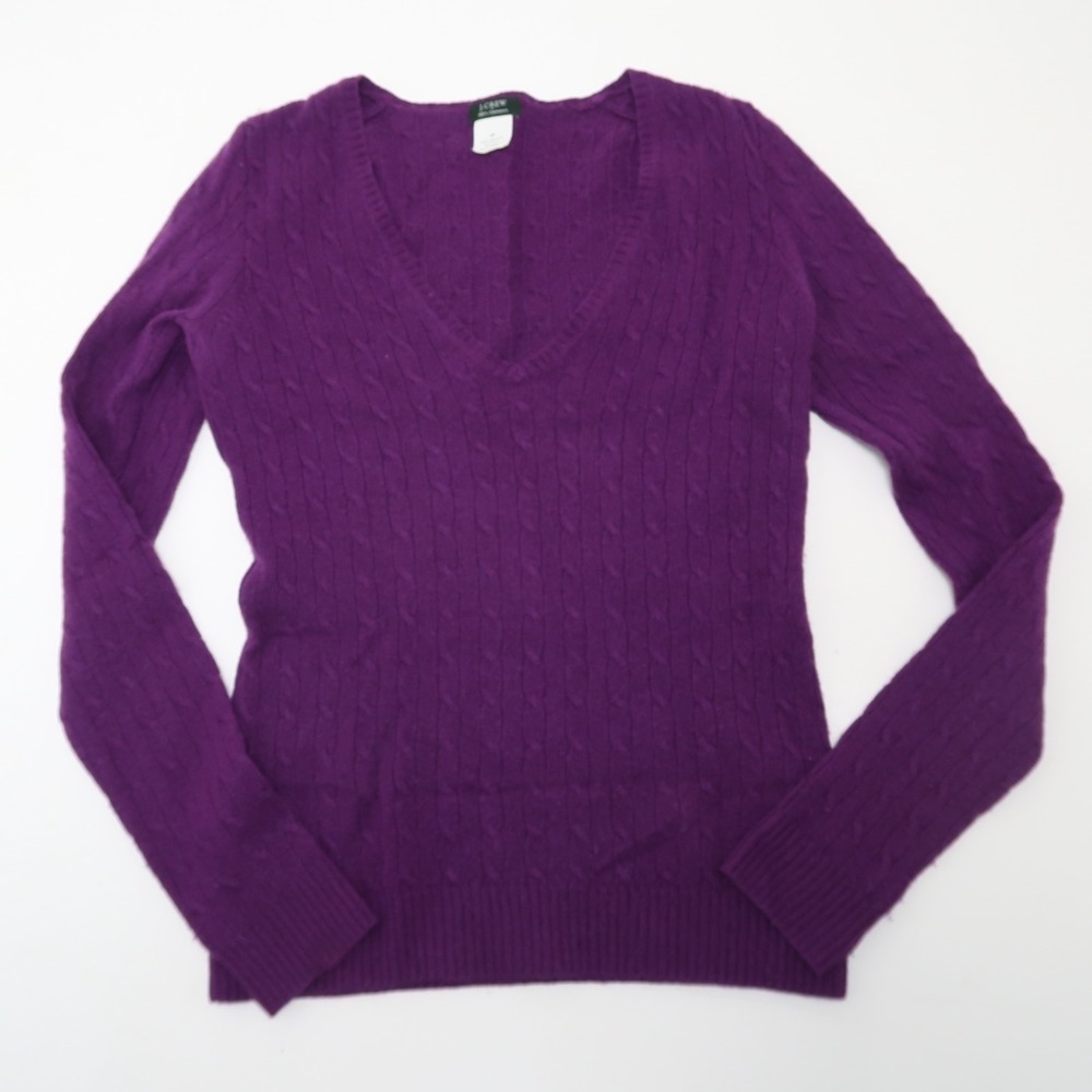 J. Crew Cashmere Sweater Womens Size XS Purple Lightweight Pullover Ribbed Soft